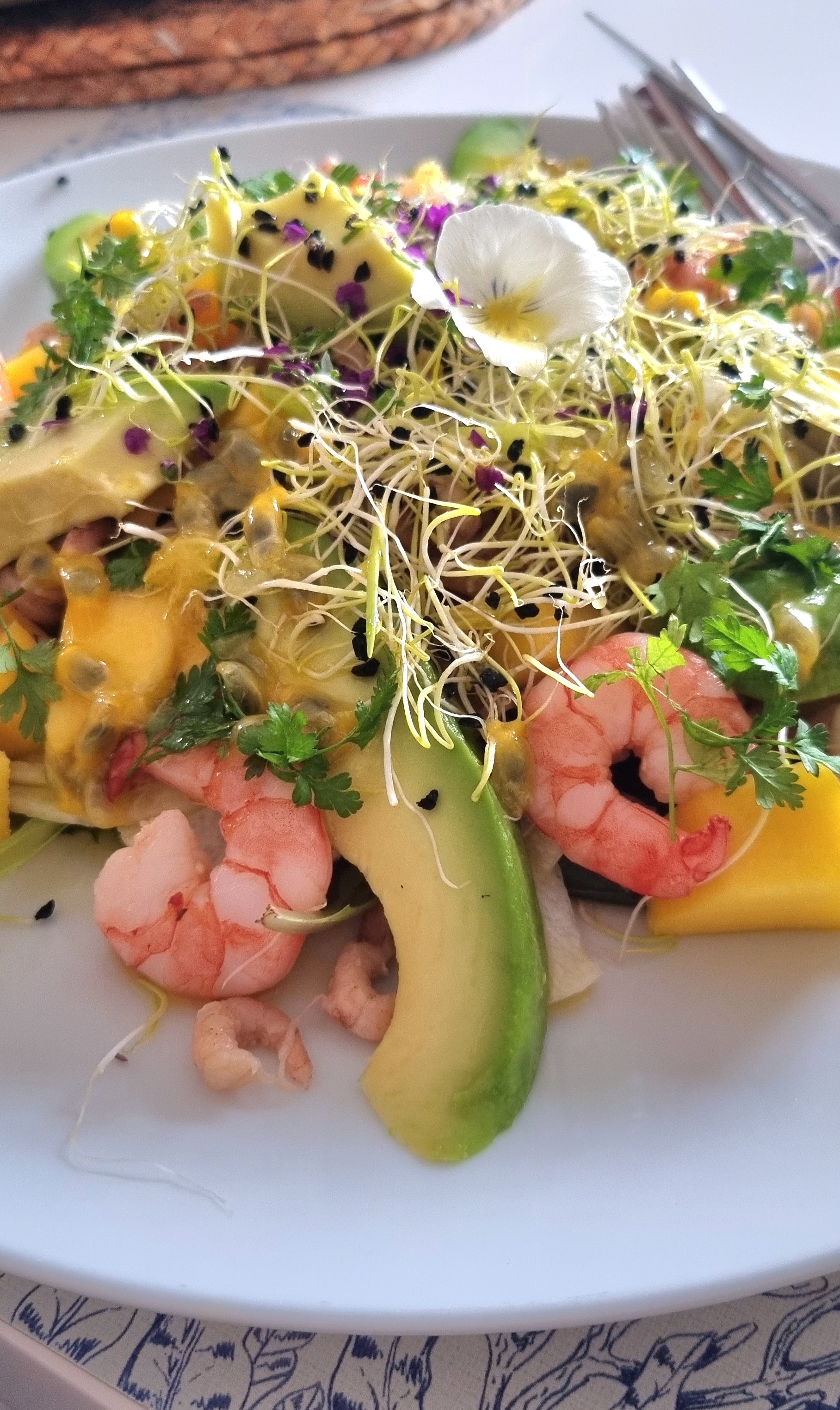 Salade santé crevettes avocat mangue