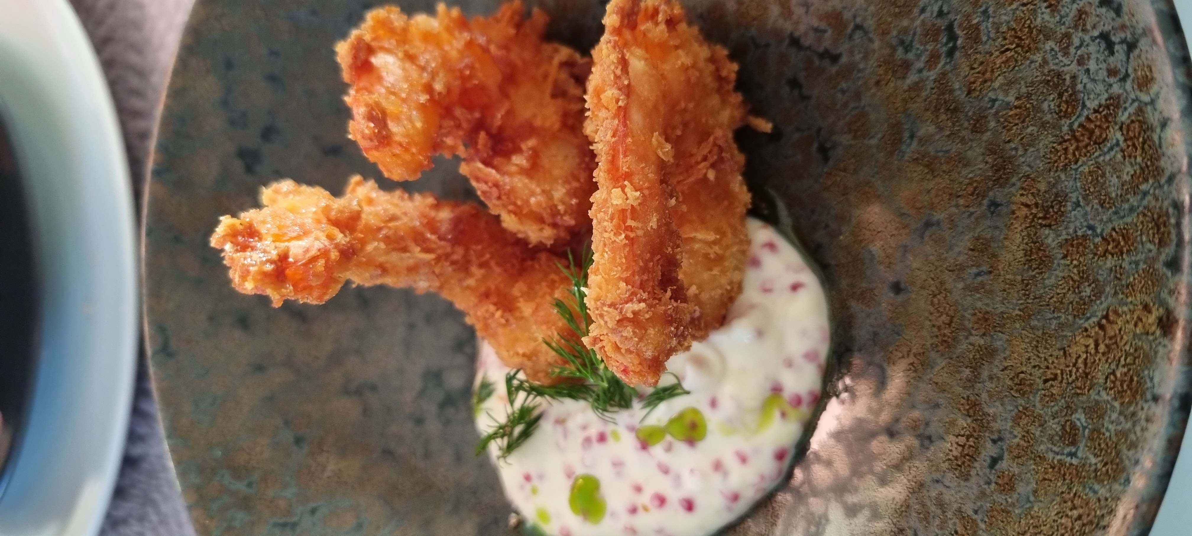 Tempura de crevettes sauce citron caviar